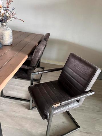 Stoelen 6x industrieel leder antraciet beschikbaar voor biedingen