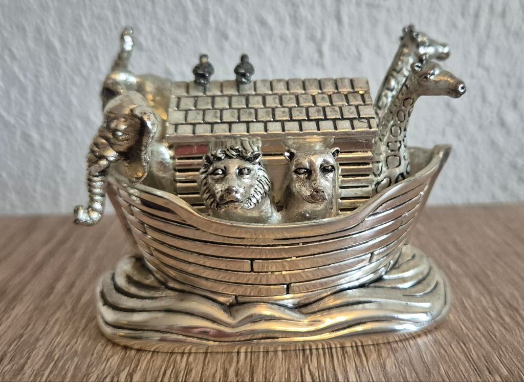 Verzilverd Muziekdoosje Ark van Noach, Antiek en Kunst, Ophalen of Verzenden