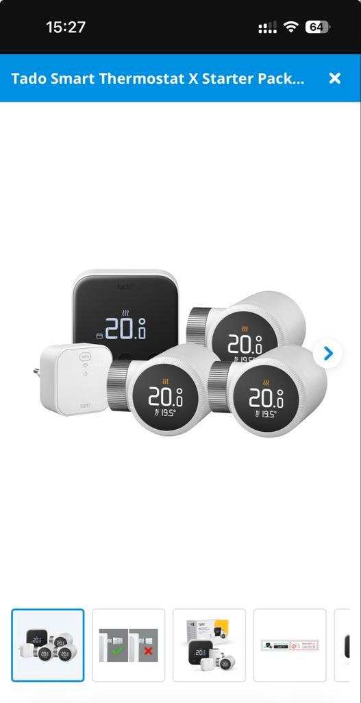 Tado X Starterset met 3 Radiator Knoppen - Nieuw!, Doe-het-zelf en Verbouw, Thermostaten, Nieuw, Slimme thermostaat, Ophalen