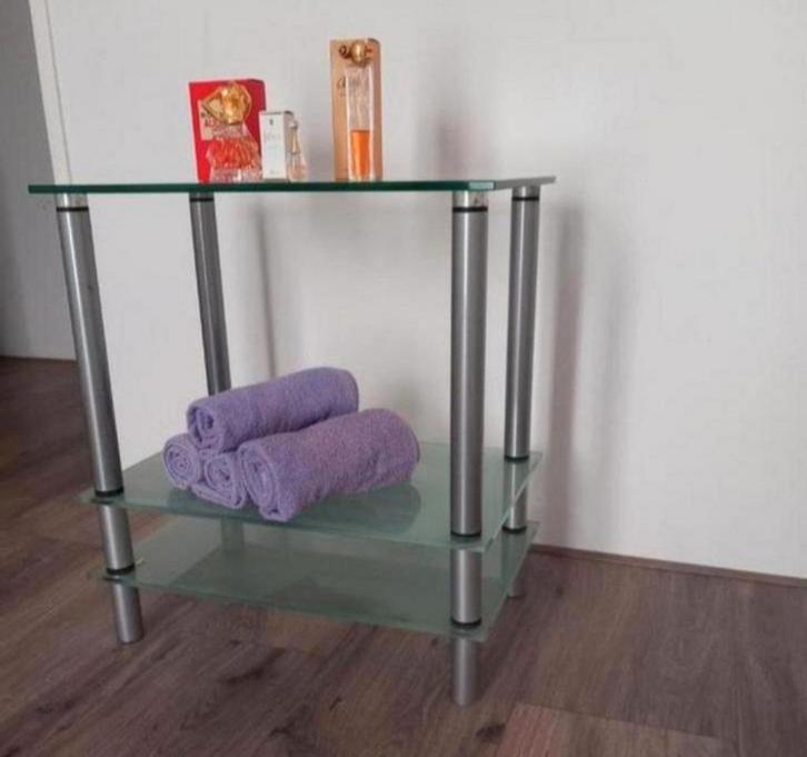 Glazen kastje bijzettafel 66/38/60 > Ehv5655, Huis en Inrichting, Tafels | Sidetables, Zo goed als nieuw, 25 tot 50 cm, 50 tot 100 cm