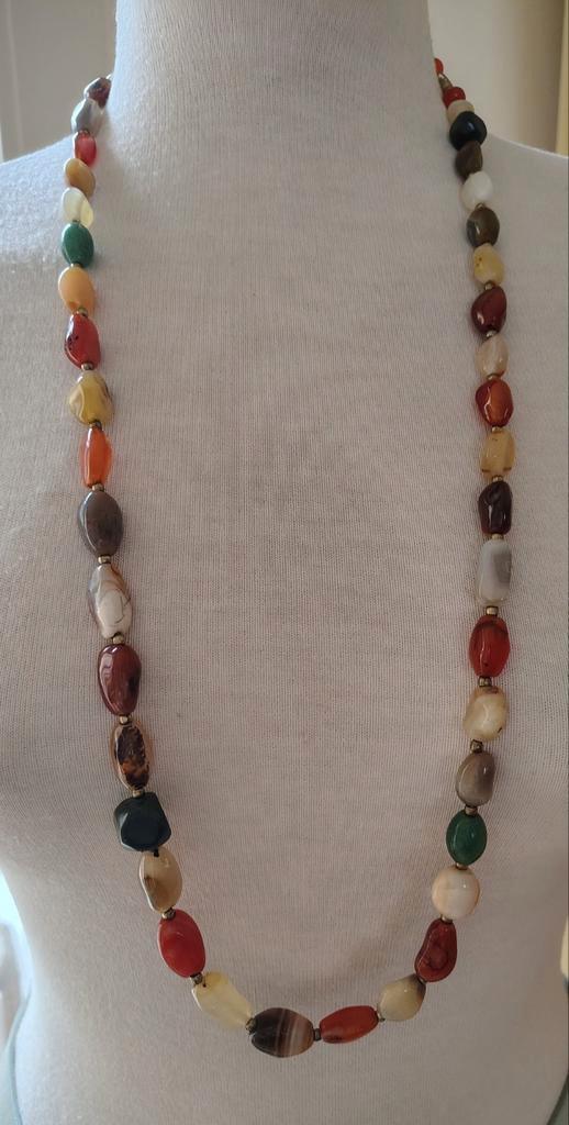 Prachtige Vintage Agaat ketting., Sieraden, Tassen en Uiterlijk, Antieke sieraden, Ketting, Overige materialen, Ophalen of Verzenden