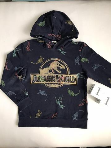 Stoere:sweater-Jurassic world :Hoodie/capuchon Blauw maat128 beschikbaar voor biedingen