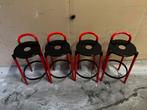 4 rode Polo barkrukken Castelli Ferrieri voor Kartell €195, Huis en Inrichting, Barkrukken, Gebruikt, Met voetsteun, 60 tot 90 cm