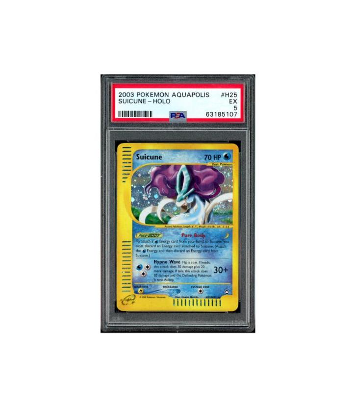Pokemon Suicune E-Series Aquapolis Holo #H25 PSA 5, Hobby en Vrije tijd, Verzamelkaartspellen | Pokémon, Zo goed als nieuw, Losse kaart