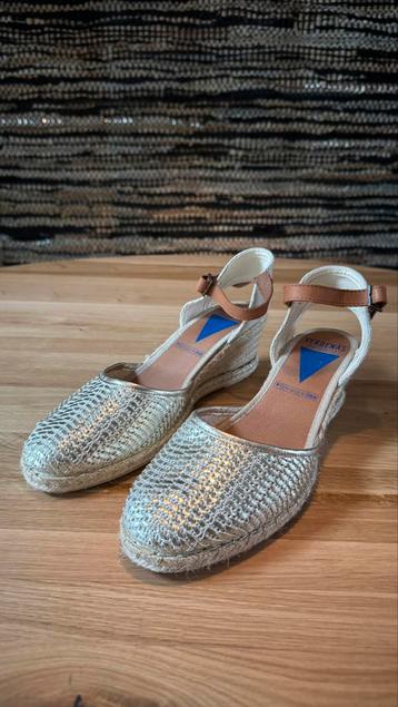 VERBENAS espadrilles leer jute linnen goud beige mt 40 zgan beschikbaar voor biedingen