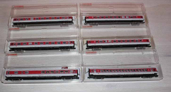 6 Fleischmann wagens IC/EC verlicht & 55 reizigers N 1/160, Hobby en Vrije tijd, Modeltreinen | N-Spoor, Zo goed als nieuw, Wagon