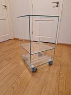 Designmeubel I glas met wieltjes, Ophalen, Minder dan 150 cm, Minder dan 100 cm, 25 tot 50 cm
