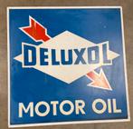 Originele Deluxol motoroil reclamebord, Verzamelen, Reclamebord, Gebruikt, Deluxol, Info@motorhuisdedoelen.nl