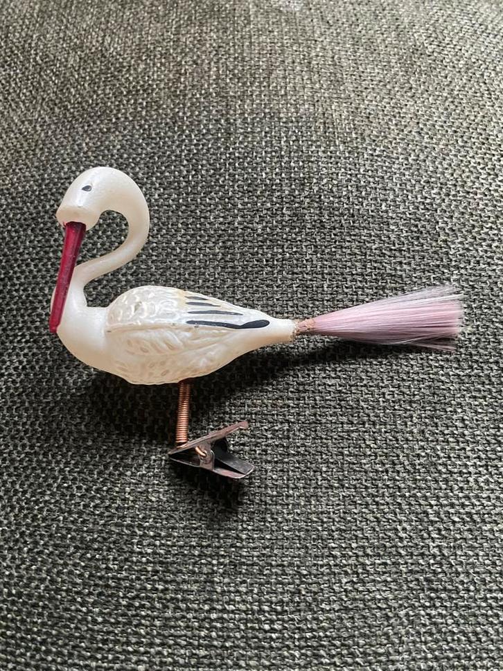 Antieke Kerstbal Vogel op Clip, Diversen, Kerst, Nieuw, Ophalen of Verzenden