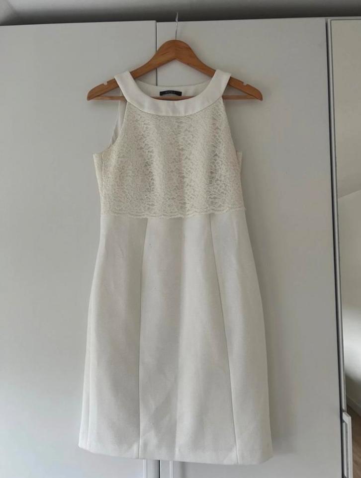 Witte Esprit jurk met kant, Kleding | Dames, Jurken, Gedragen, Maat 38/40 (M), Wit, Boven de knie, Ophalen of Verzenden