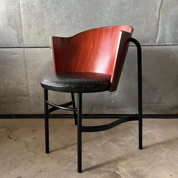 TOTALE LEEGVERKOOP  Abe Bonnema stoelen plywood Post modern, Huis en Inrichting, Stoelen, Gebruikt, Vier, Hout, Kunststof, Leer