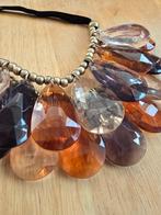 Vintage ketting gekleurde plastic stenen, Overige materialen, Bruin, Xx, Ophalen of Verzenden