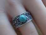 zilveren ring met turkois steen [389], Verzenden, 19 tot 20, Zo goed als nieuw, Dame of Heer