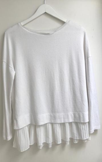 Sandro Design witte trui wit M viscose plissé rand beschikbaar voor biedingen