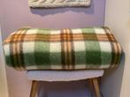 Vintage wollen tweepersoons deken groen ruit creme Walra, Huis en Inrichting, Woonaccessoires | Plaids en Woondekens, Ophalen of Verzenden
