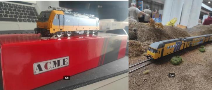 NS Dubbeldekker set4rijtuigen+motorwagen+NS TRAX ACME90208DC, Hobby en Vrije tijd, Modeltreinen | H0, Zo goed als nieuw, Treinset