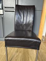 4 leren eetkamerstoelen, Huis en Inrichting, Stoelen, Ophalen, Gebruikt, Bruin, Leer
