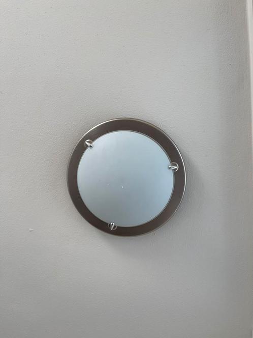 Moderne plafon lamp 30 cm geborsteld staal, Huis en Inrichting, Lampen | Plafondlampen, Zo goed als nieuw, Metaal, Ophalen of Verzenden