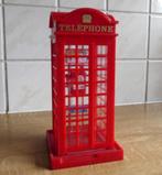 Vintage spaarpot kunststof telefooncel rood telephone, Ophalen of Verzenden, Gebruikt, Kunststof, Object of Gebouw