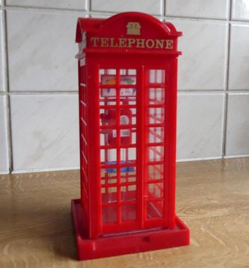 Vintage spaarpot kunststof telefooncel rood telephone beschikbaar voor biedingen