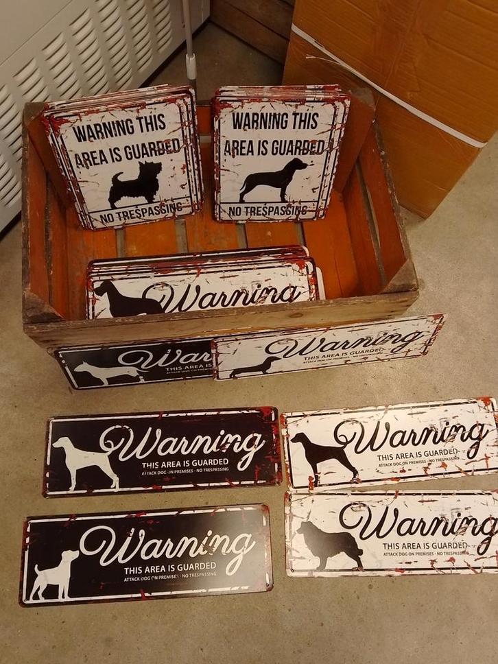 Waarschuwings bordjes hond Engelstalig 40x13 of 20x25, Dieren en Toebehoren, Honden-accessoires, Nieuw, Ophalen of Verzenden