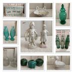 Brocante kist - zeepbakje - visflesjes - beeldjes - vaasjes, Ophalen of Verzenden