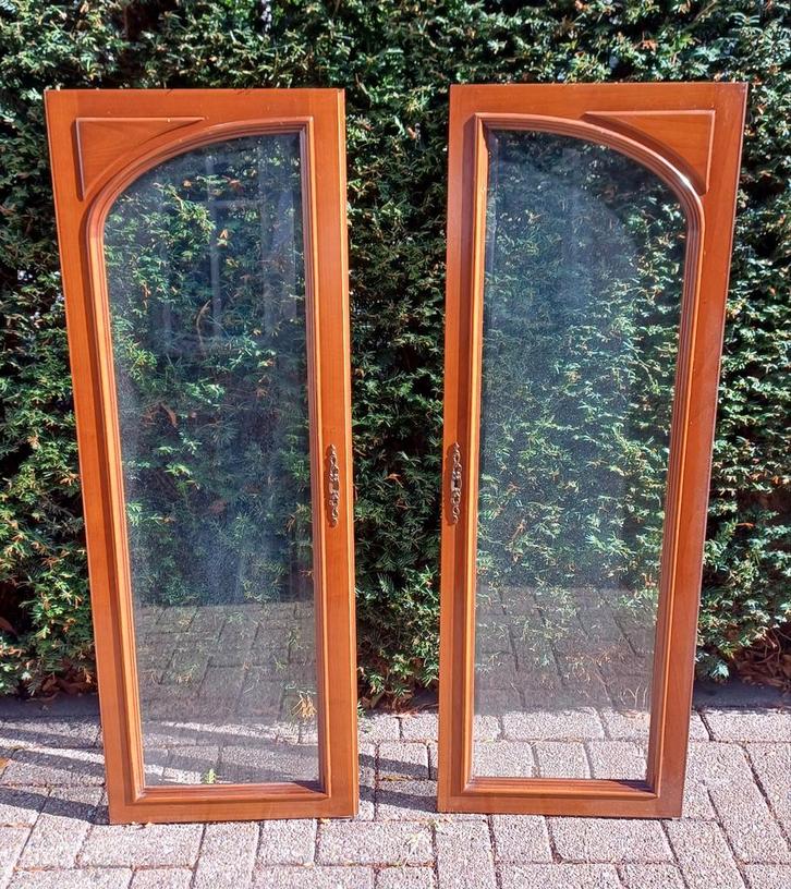 Kersenhouten kastdeuren met glas en zonder glas, Antiek en Kunst, Antiek | Meubels | Kasten, Ophalen of Verzenden