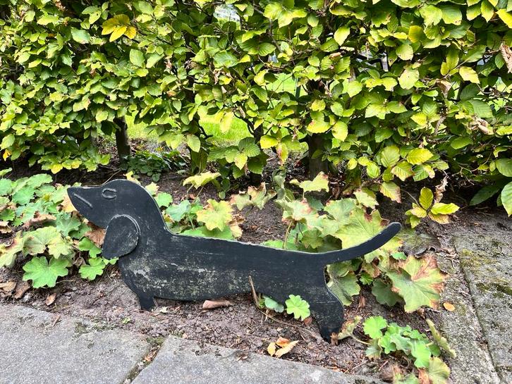 Schoenenschraper rvs teckel voetveeg, Tuin en Terras, Overige Tuin en Terras, Gebruikt, Ophalen