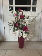 Vaas met kunstbloemen, Huis en Inrichting, Woonaccessoires | Kunstplanten en Kunstbloemen, Ophalen of Verzenden, Zo goed als nieuw