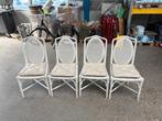 Set van 4 bamboe eettafelstoelen – €80,-, Ophalen, Overige materialen, Gebruikt, Wit