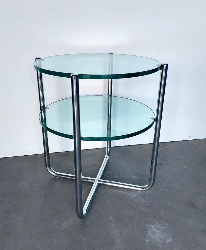 Gispen GT423 bijzettafel | hoogglans chroom | nette staat, Huis en Inrichting, Tafels | Bijzettafels, Gebruikt, Rond, 45 tot 60 cm