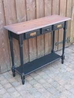 Mooie antieke brocante sidetable, zwart, grenenhout, Huis en Inrichting, Tafels | Sidetables, Ophalen, 100 tot 150 cm, Zo goed als nieuw