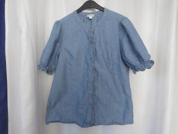 blauw spijkerblouse ruche pofmouw mt xs j.crew beschikbaar voor biedingen