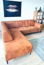 Hoekbank Dakota Cognac + Zwart Frame, Huis en Inrichting, Ophalen, 250 tot 300 cm, Hoekbank, 75 tot 100 cm
