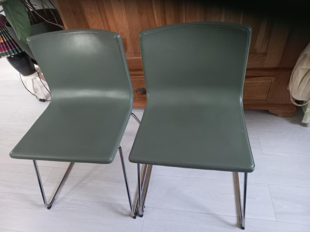 Vier mooie leren eetstoelen te koop!, Ophalen, Zo goed als nieuw, Overige kleuren, Vier