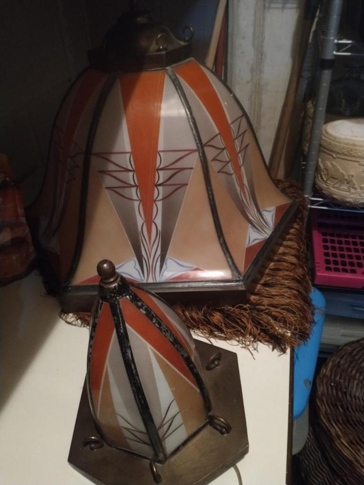 Antieke Amsterdamse School hanglamp (1915-1920), Antiek en Kunst, Antiek | Lampen, Ophalen of Verzenden