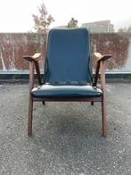 Louis van Teeffelen Wébé 1950 fauteuil vintage skai zwart, Huis en Inrichting, Fauteuils, Ophalen of Verzenden