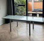 Uitschuifbare glazen eettafel 245 x 90 x 77, Huis en Inrichting, Tafels | Eettafels, Ophalen, Gebruikt, 200 cm of meer, 50 tot 100 cm