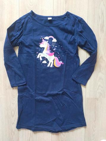 Zgan! Lieg blauw nachthemd met eenhoorn van Wibra!Mt 128/134 beschikbaar voor biedingen