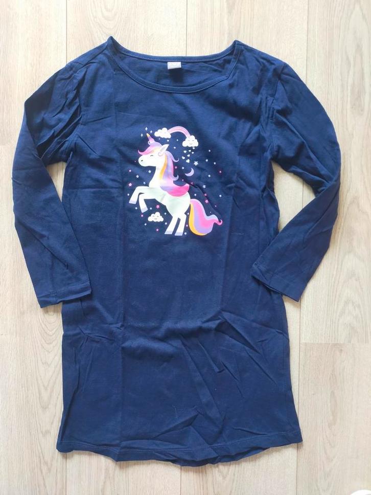 Zgan! Lieg blauw nachthemd met eenhoorn van Wibra!Mt 128/134, Kinderen en Baby's, Kinderkleding | Maat 128, Zo goed als nieuw