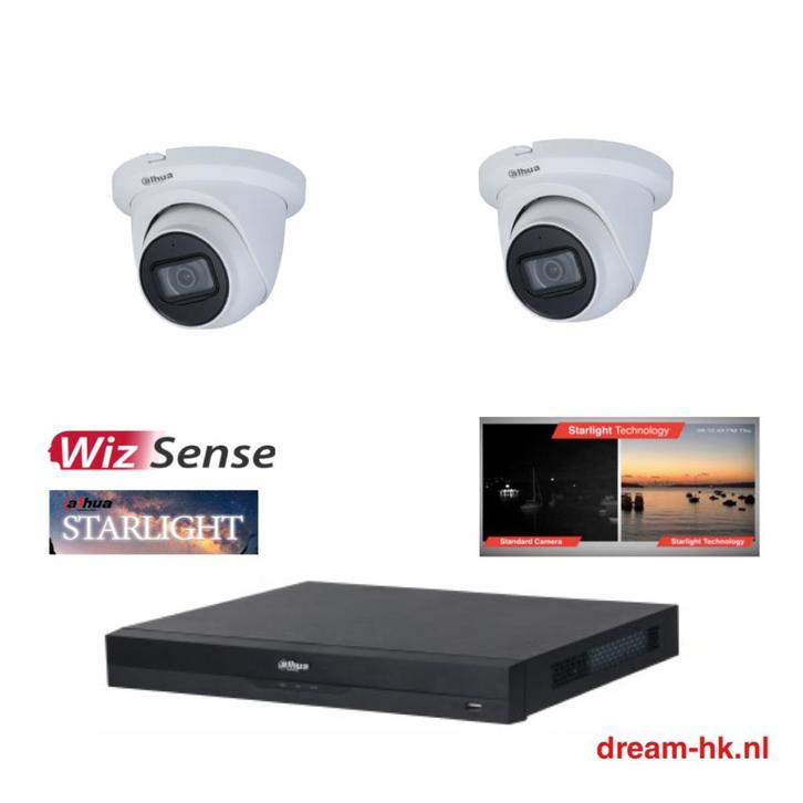 5MP Dahua 4CH PoC HDCVI Starlight camera set/DVR+2x camera, Audio, Tv en Foto, Videobewaking, Nieuw, Buitencamera, Ophalen of Verzenden