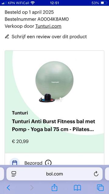 Tunturi Yoga Bal 75cm - Zo Goed Als Nieuw beschikbaar voor biedingen
