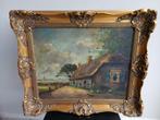 Schilderij olieverf oude boerderij gesigneerd, Antiek en Kunst, Kunst | Schilderijen | Klassiek, Ophalen of Verzenden