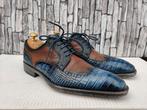 Giorgio croco herenschoenen - Blauw met cognac - Mt 42,5, Giorgio, Zo goed als nieuw, Veterschoenen, Verzenden