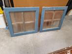 2 RAAM KOZIJNTJES MET GLAS LEUK VOOR DECORATIE, Ophalen of Verzenden, Gebruikt