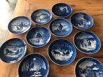 Winterlandschap wand blauwe bordjes, Antiek en Kunst, Ophalen