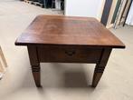 2 Donker Eiken Bijzettafels met Lade, Huis en Inrichting, Tafels | Sidetables, Ophalen, Gebruikt, 50 tot 100 cm, 50 tot 75 cm
