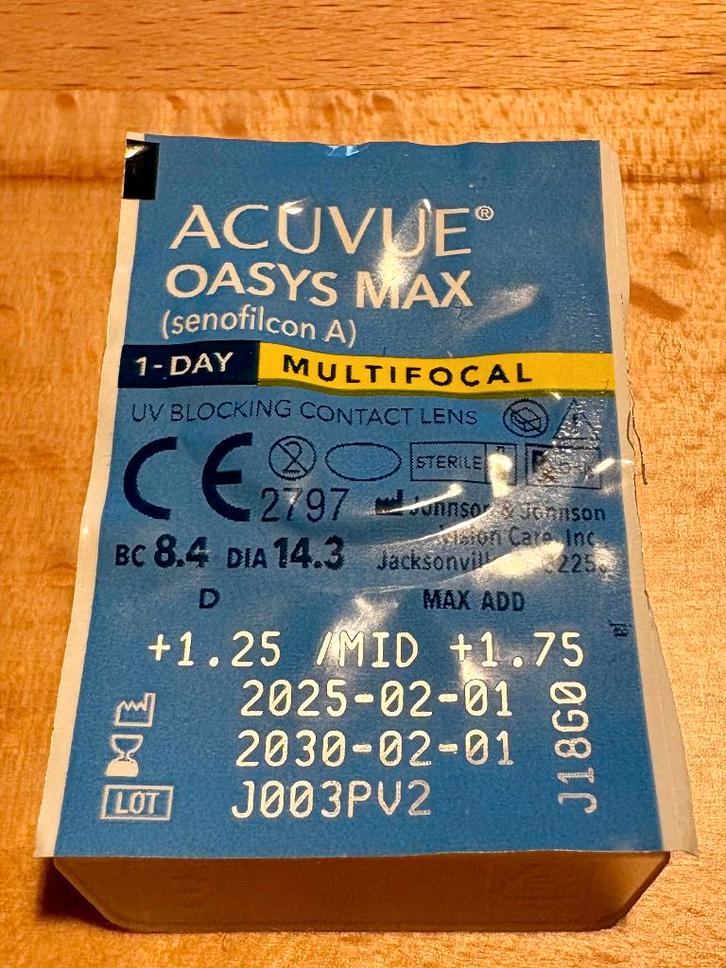 Acuvue Oasys Max Multifocale 1 dag contactlenzen +1.25 +1.75, Sieraden, Tassen en Uiterlijk, Uiterlijk | Gezichtsverzorging, Nieuw