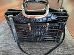 Genuine Leather Croco Tas, Ophalen of Verzenden, Zo goed als nieuw, Zwart, Handtas