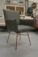 3 luxe eetkamerstoel Sanne Jess Design leer olijfgroen koper, Ophalen, Overige kleuren, Drie, Zo goed als nieuw